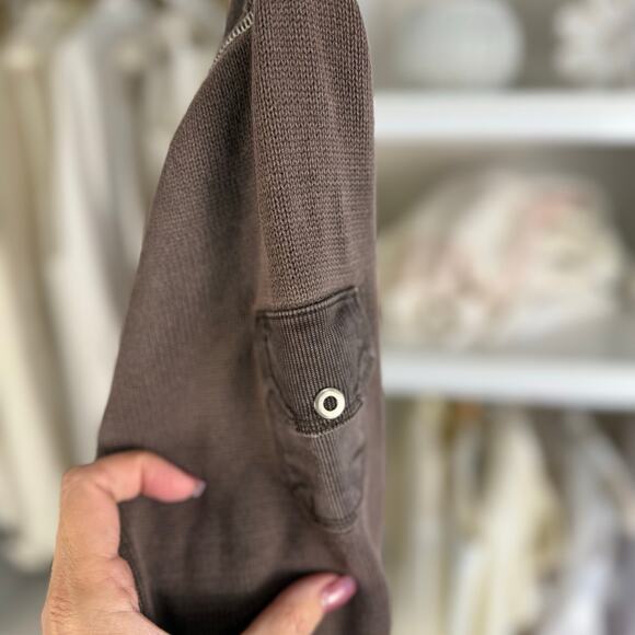 BKE Men’s Size M Brown Distressed Mockneck Half Zip Pullover Sweater #3553 - Picture 3 of 9